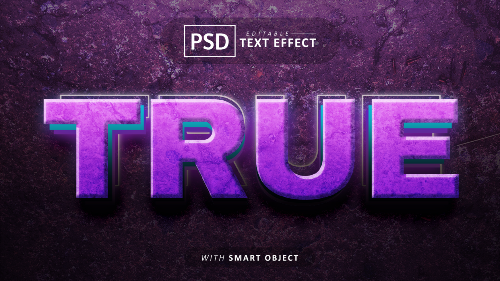 True 3d text effect editable psd