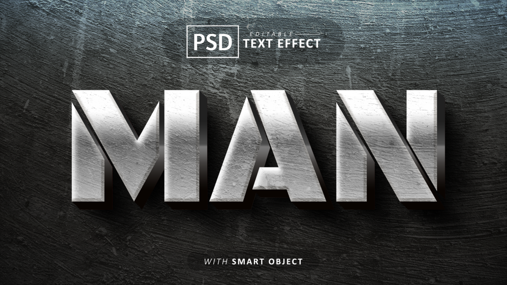 Man silver 3d text effect editable psd