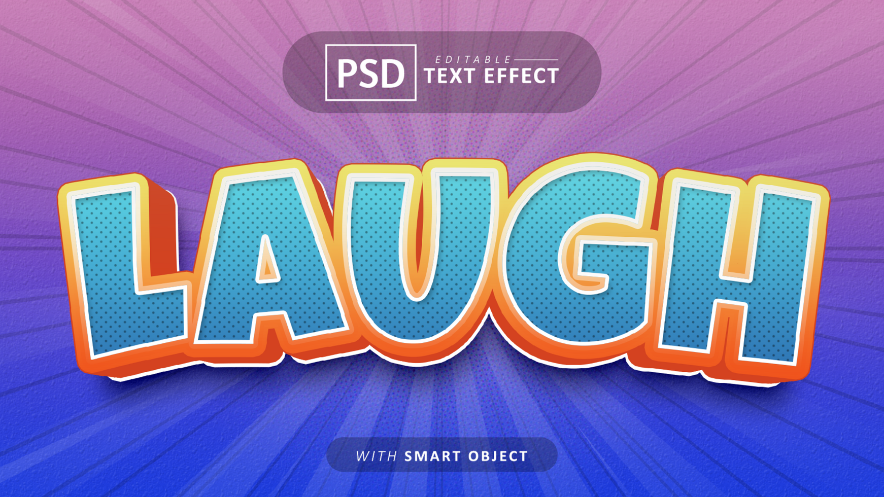 Laugh cartoon style text effect editable psd