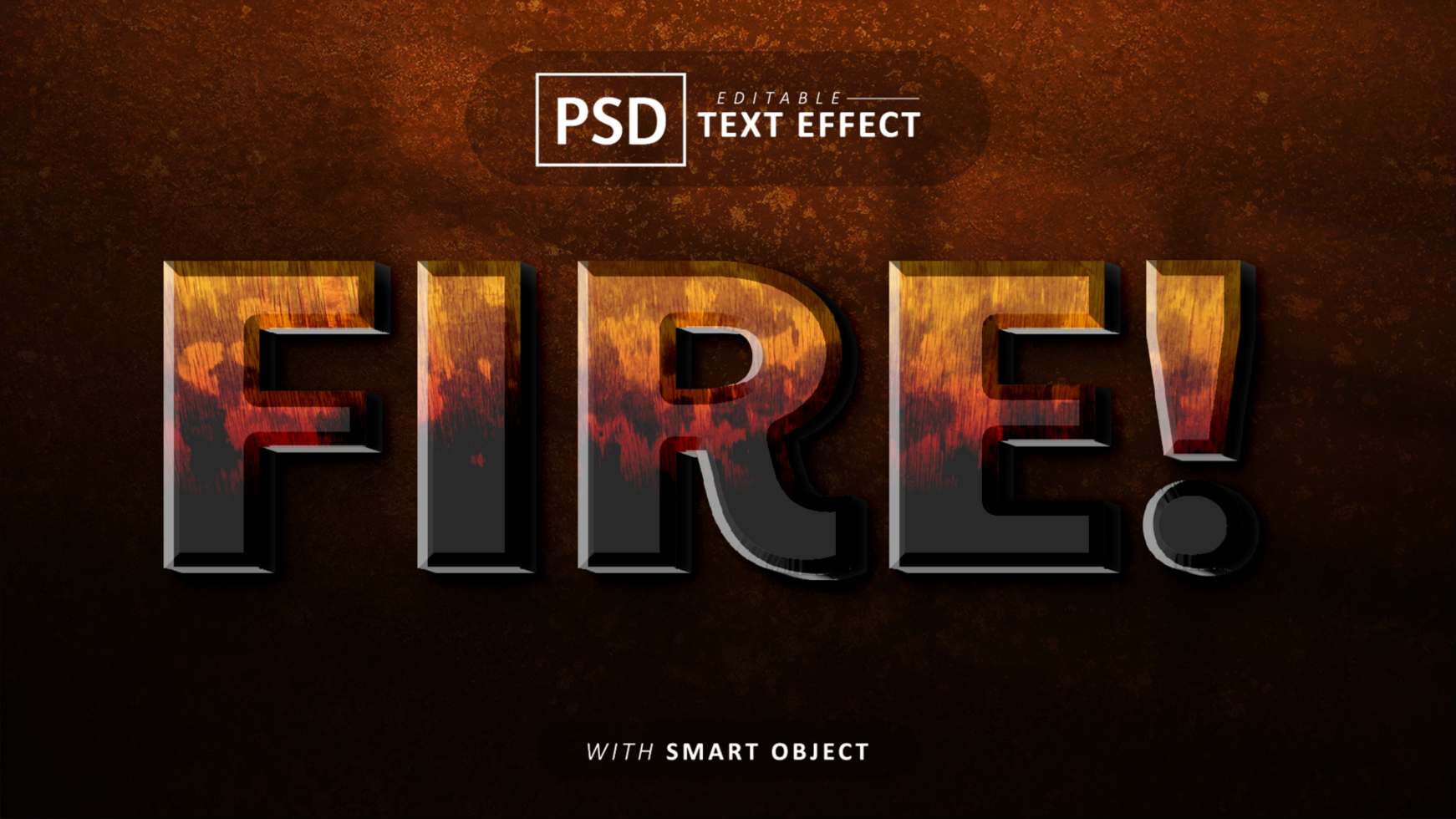 Fire 3d text effect editable psd