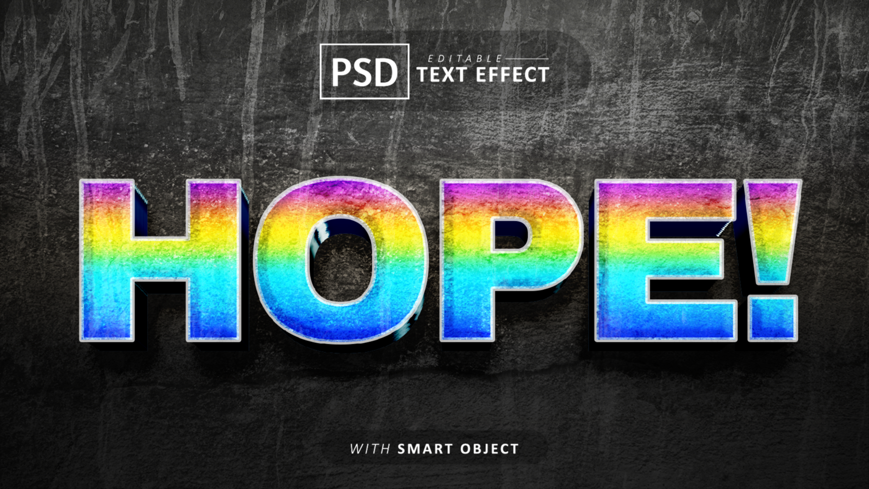 Hope 3d text effect editable psd