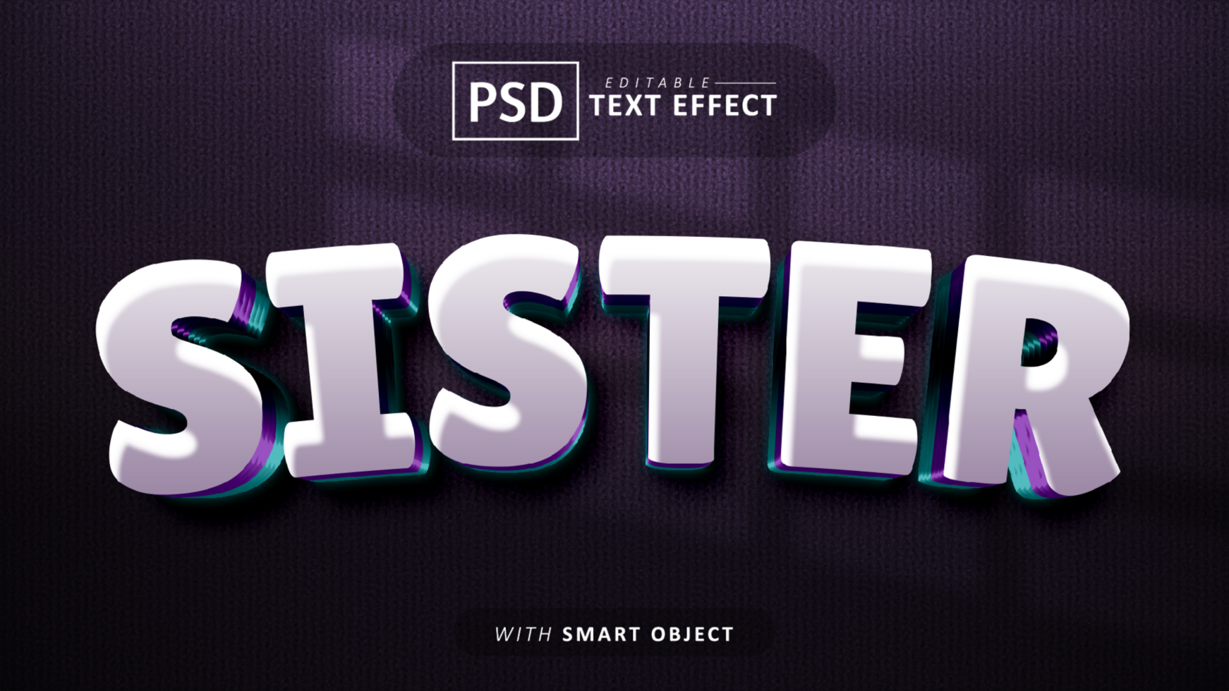 Sister 3d text effect editable psd