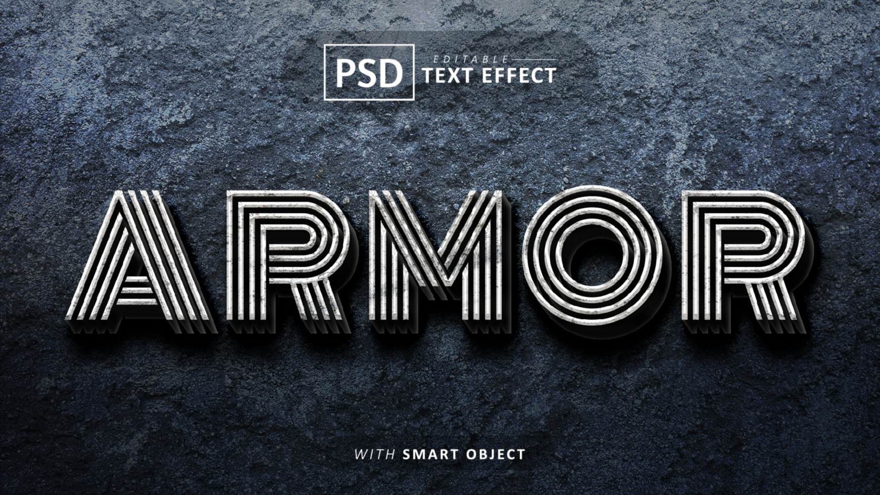 Armor 3d text effect editable psd