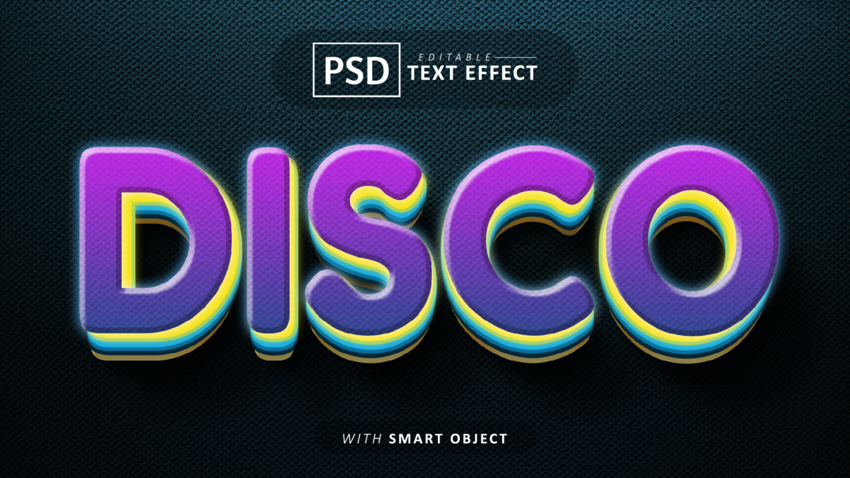 Disco 3d text effect editable psd