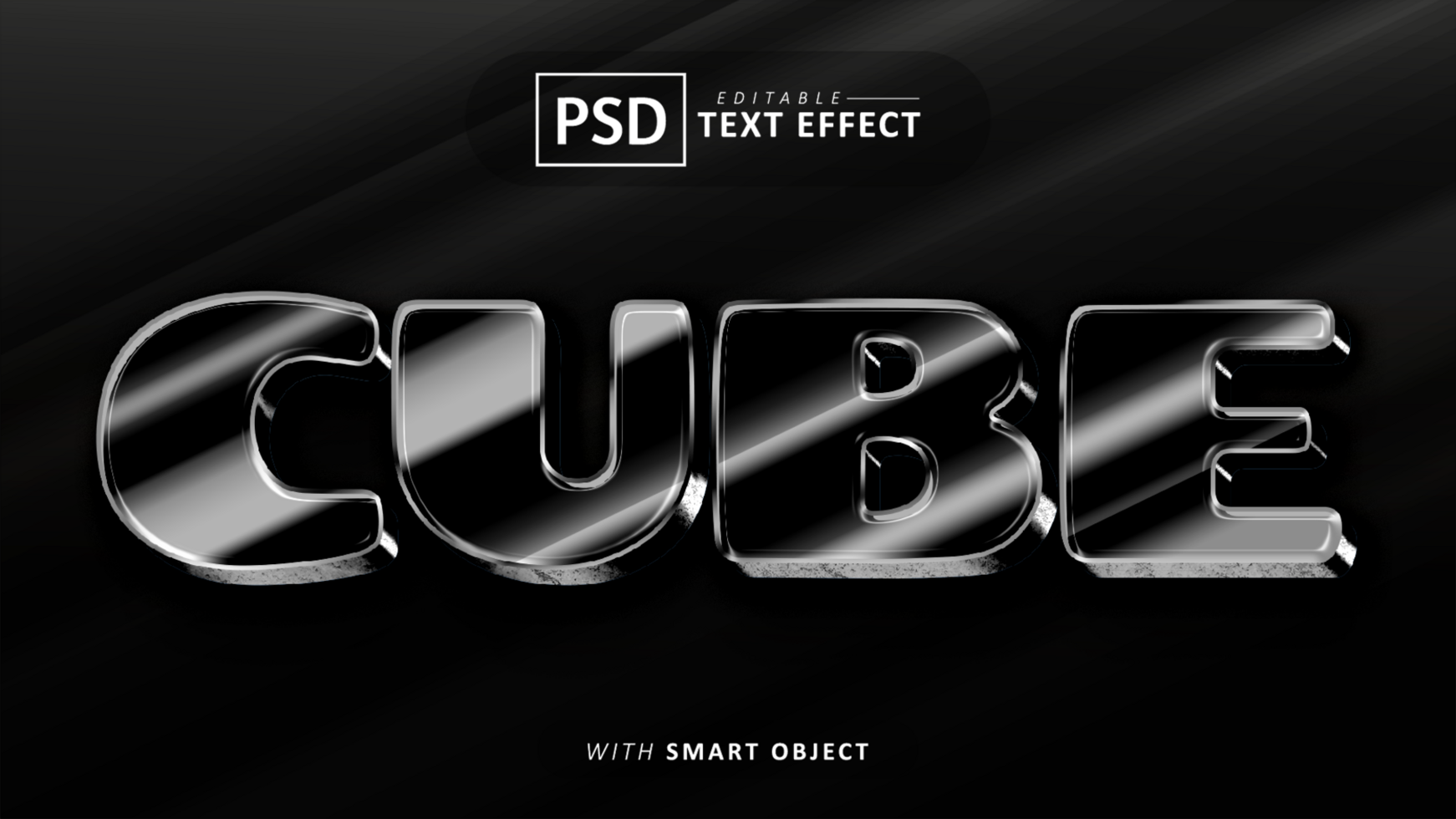 Black cube text effect editable psd