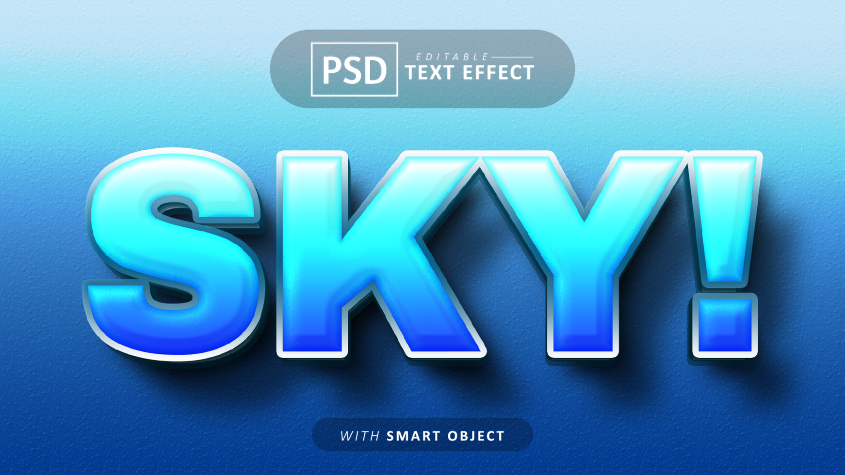 Sky cartoon text effect psd