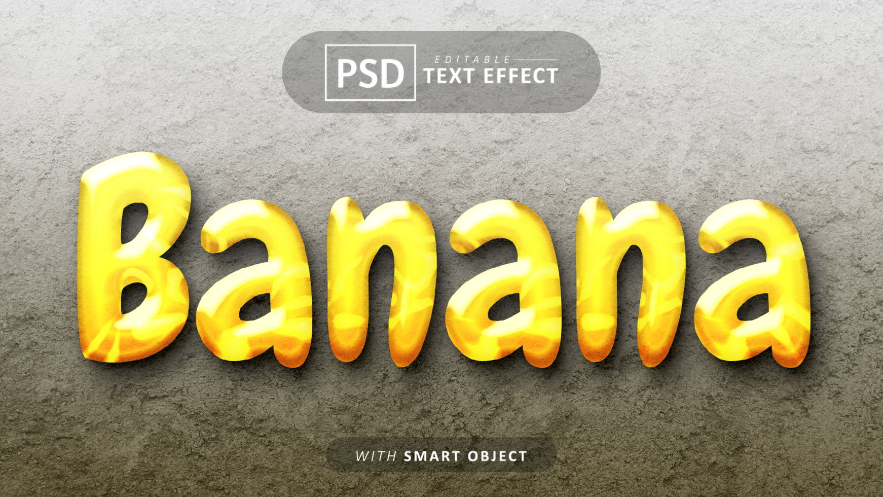 Banana text effect editable psd