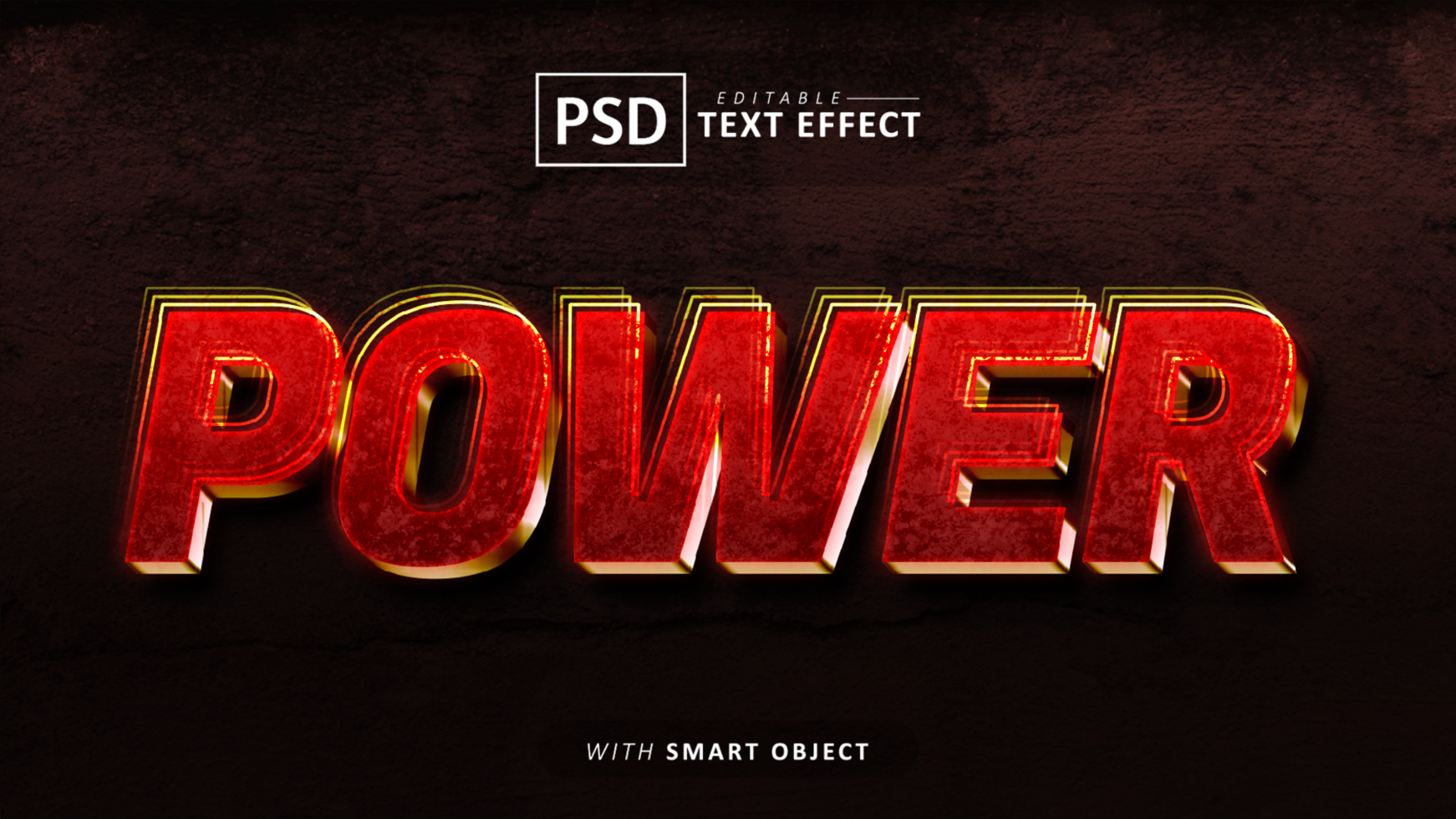 Power 3d text effect editable psd