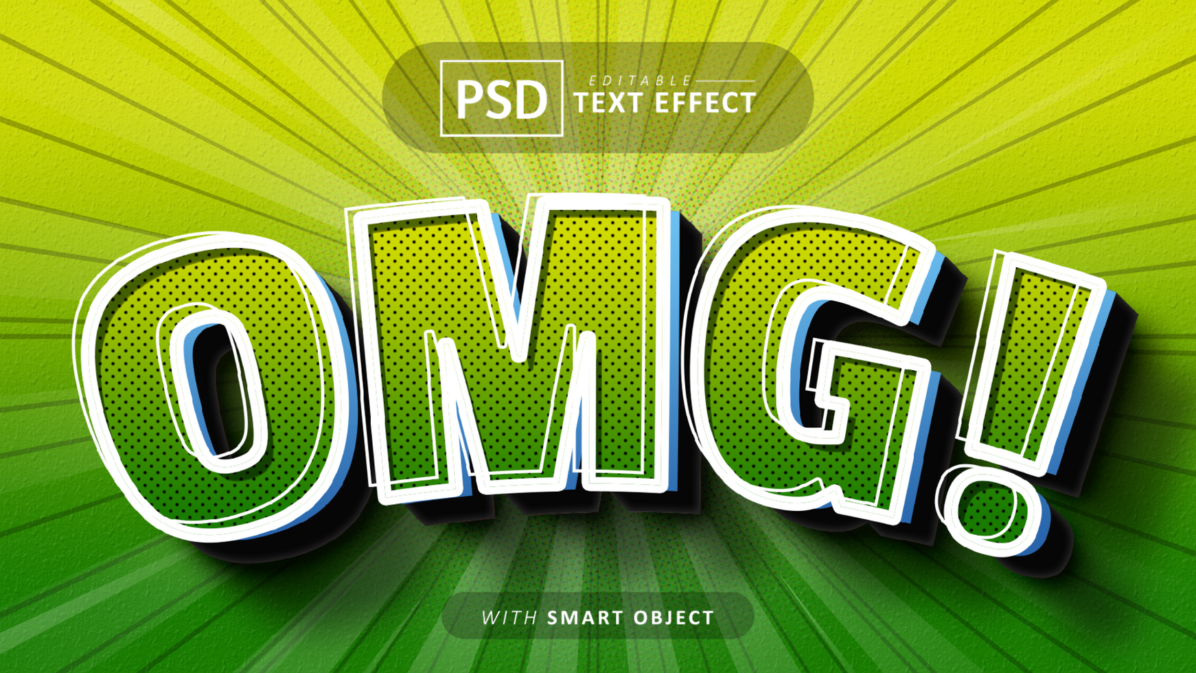 Omg comic style text effect editable psd