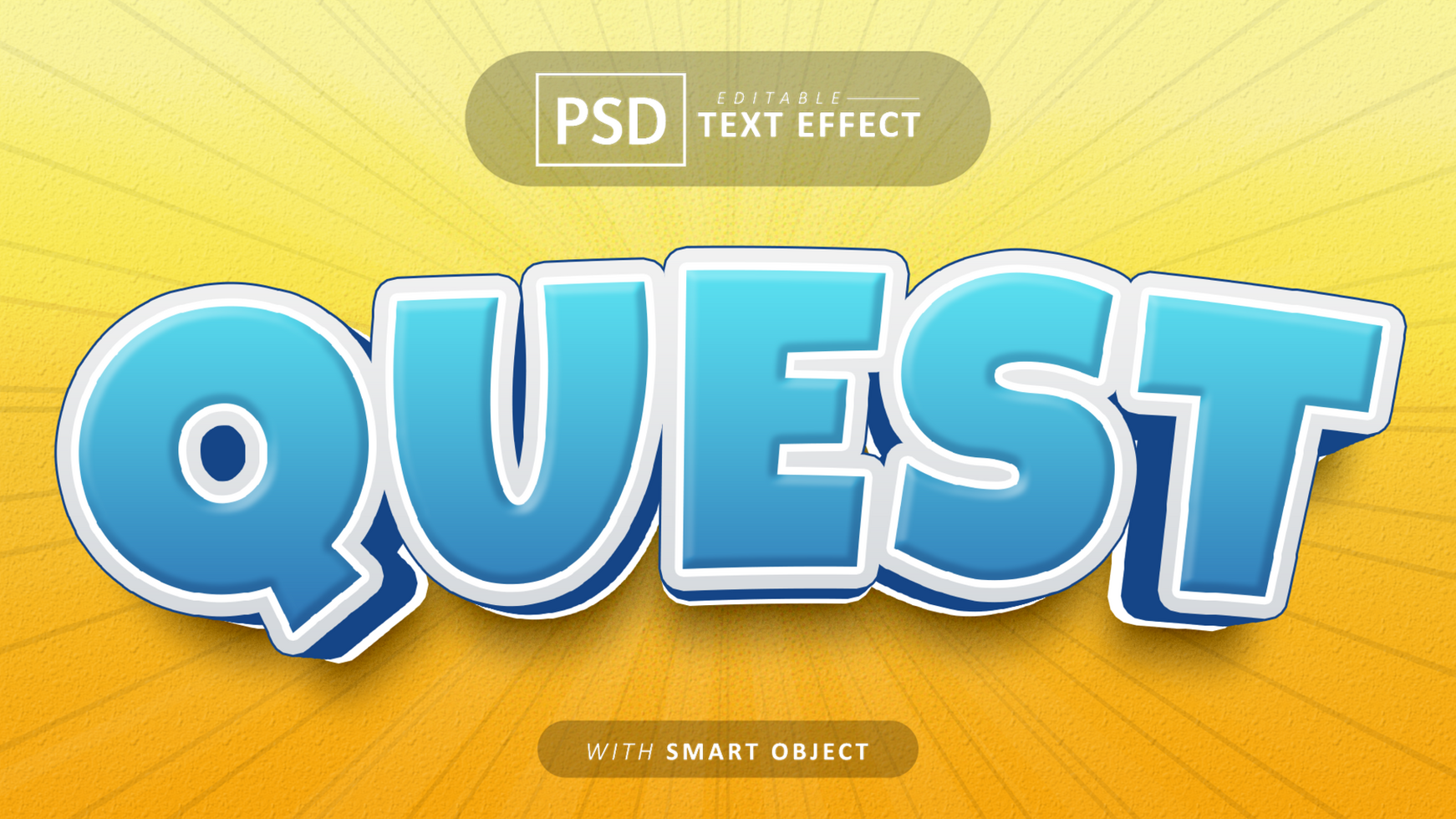 Quest cartoon style text effect editable psd