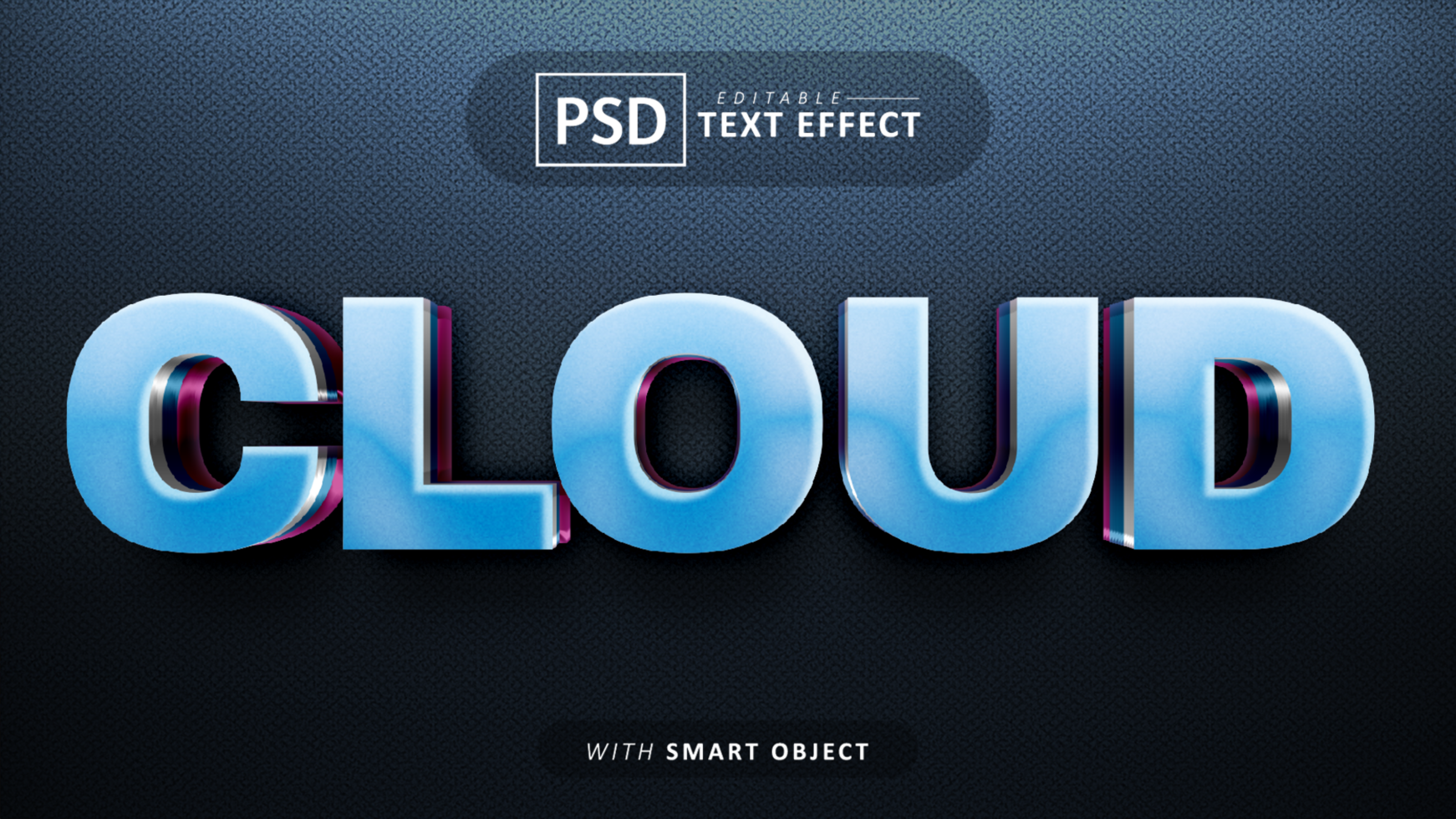 Cloud 3d text effect editable psd