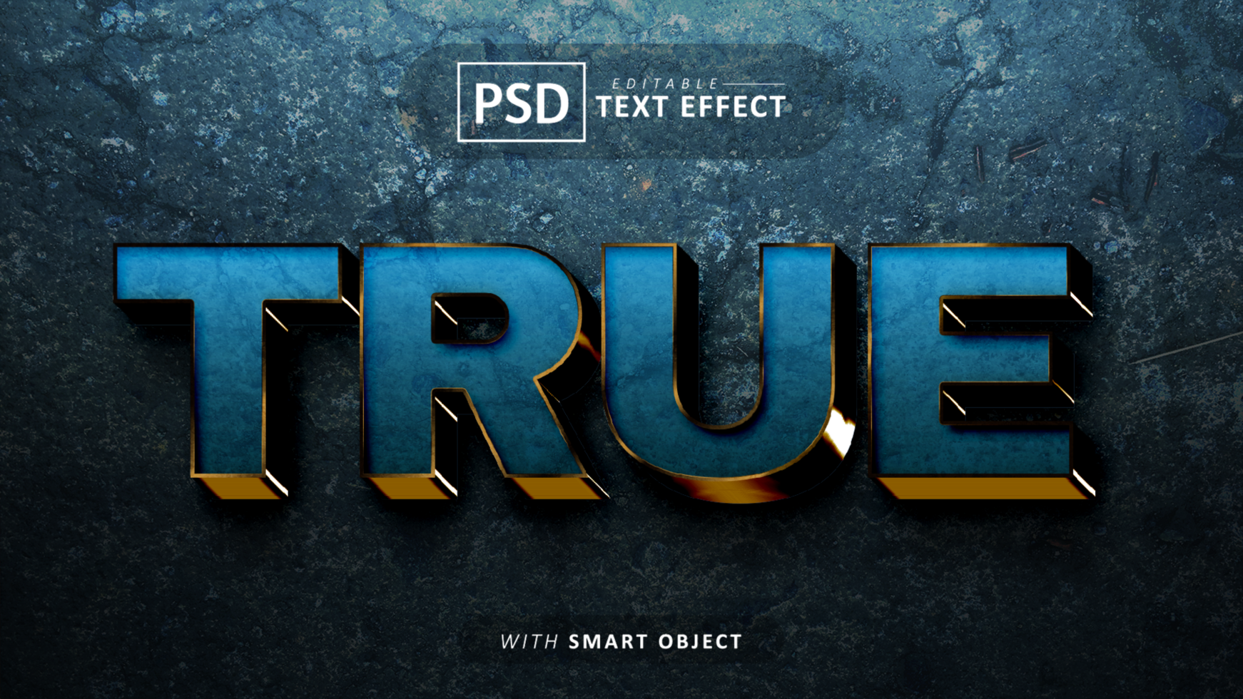 True blue 3d text effect editable psd