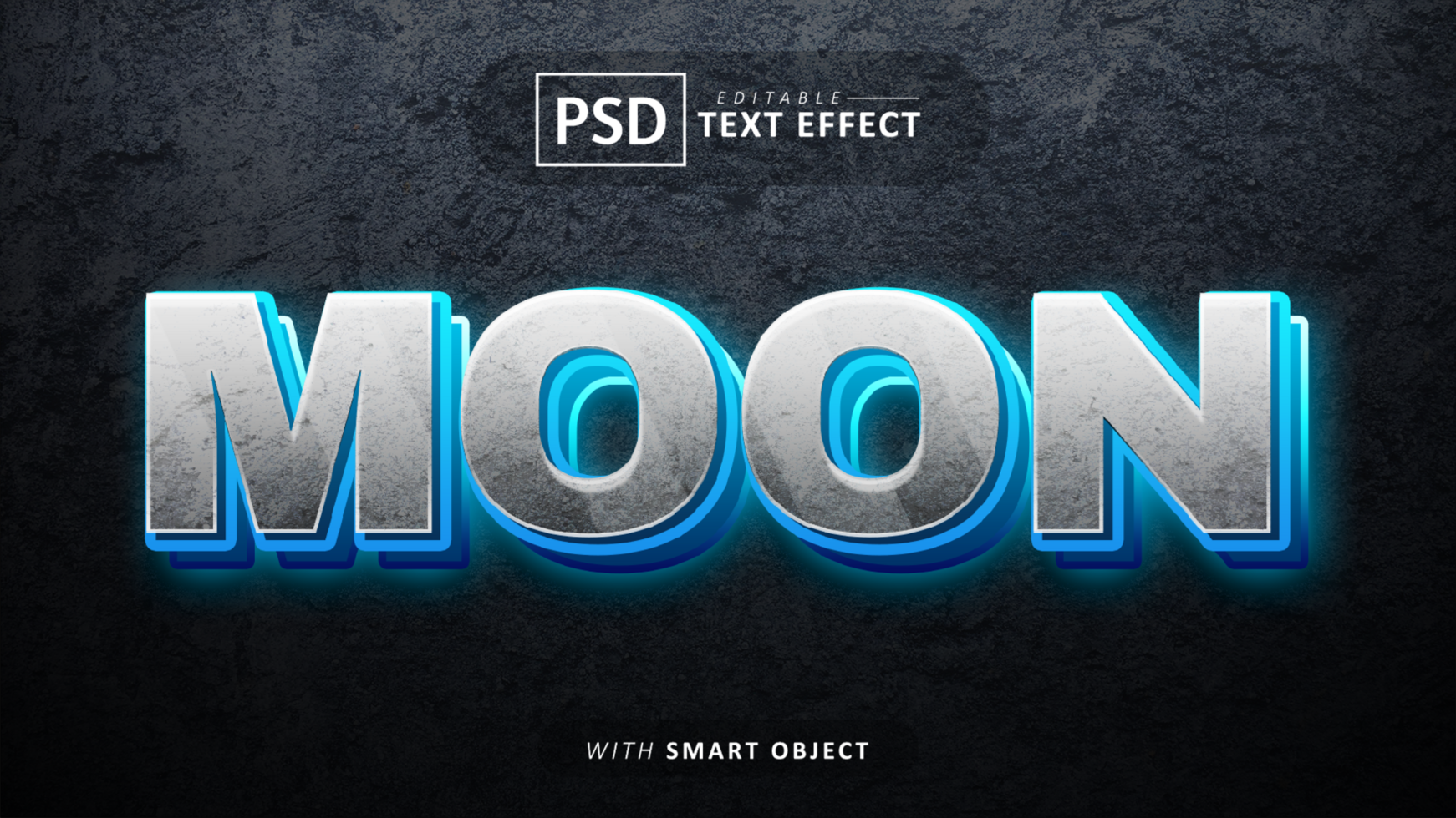 Moon 3d text effect editable psd