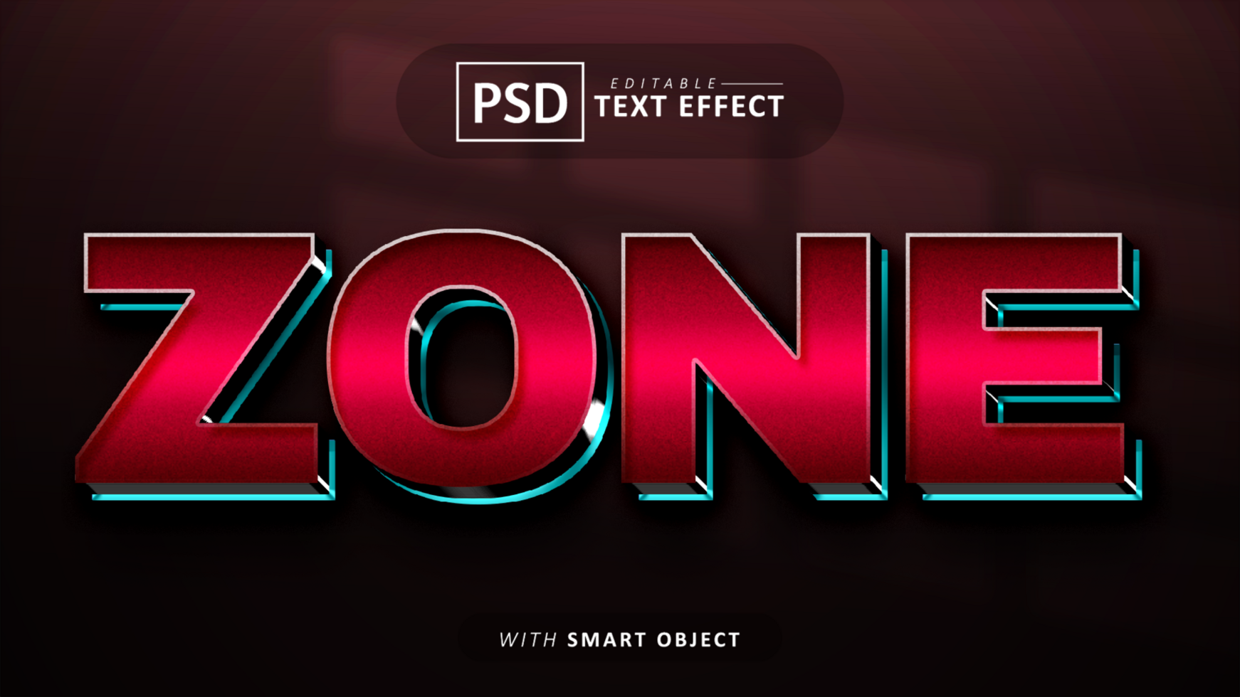 zone 3d tekst effect bewerkbare psd