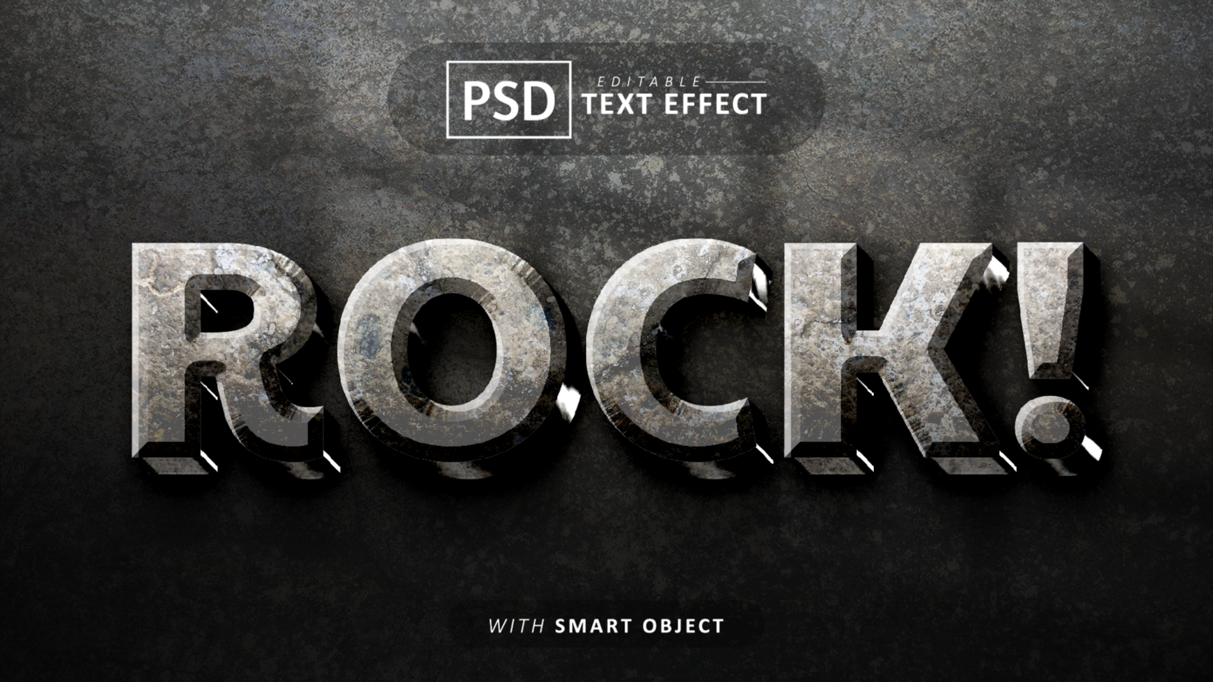 Rock 3d text effect editable psd