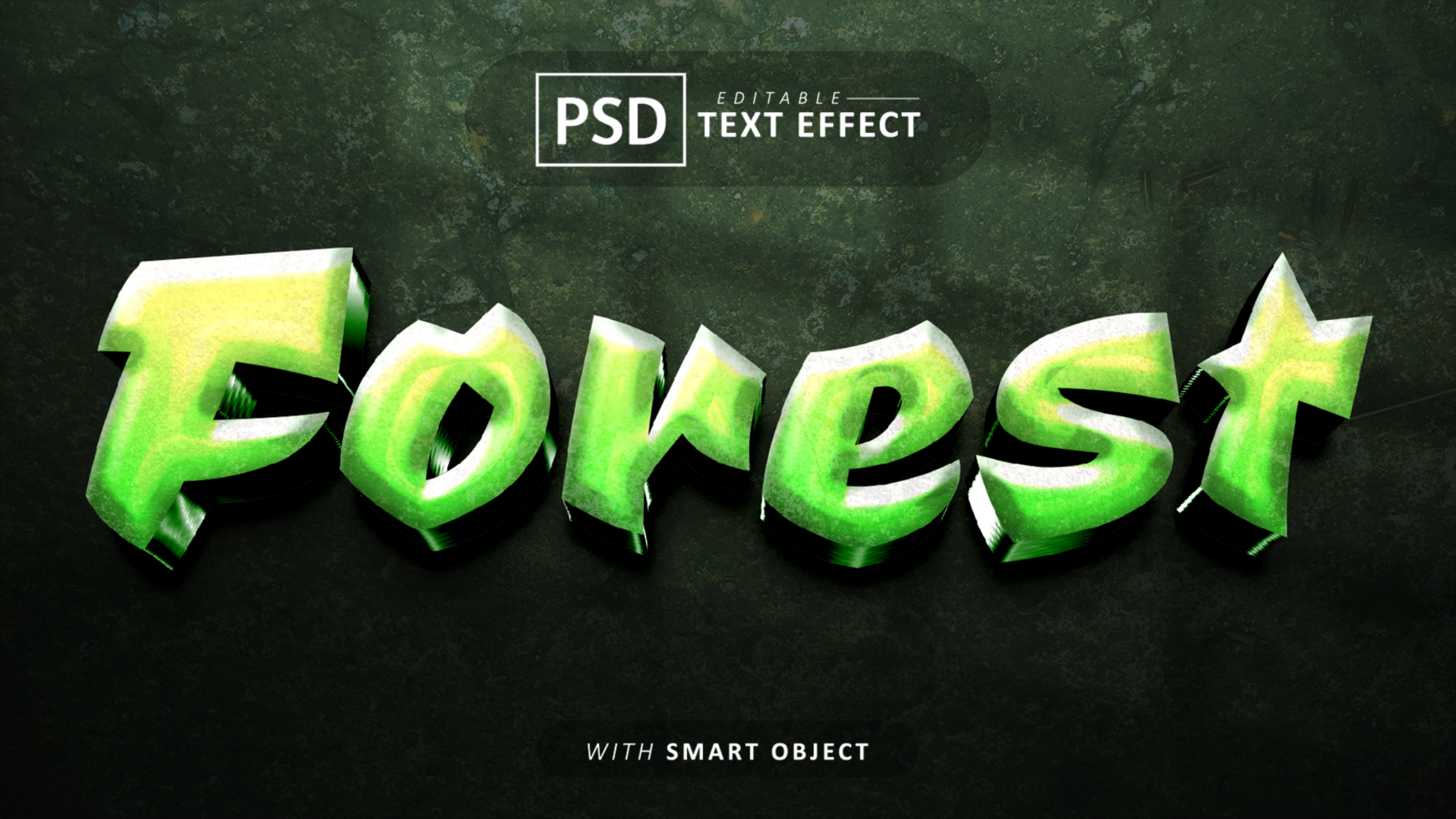 Forest 3d text effect editable psd