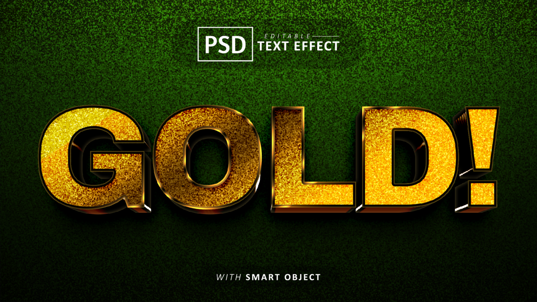 Gold glitter 3d text effect editable psd