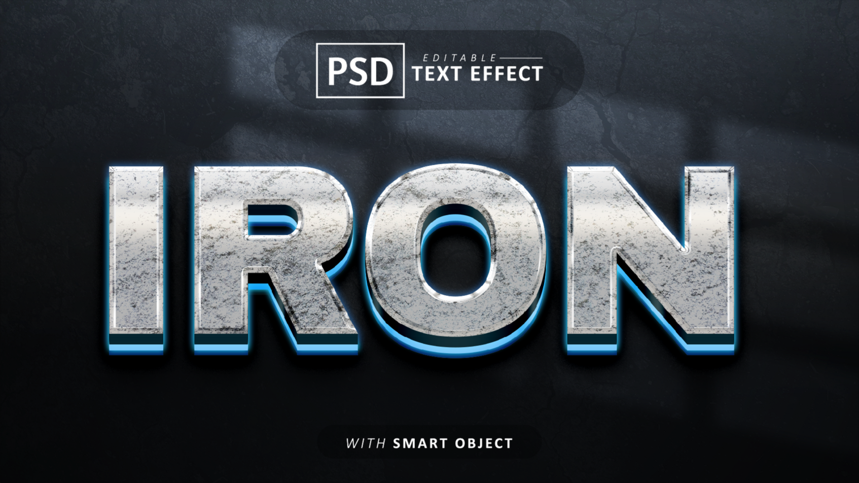 Iron 3d text effect editable psd