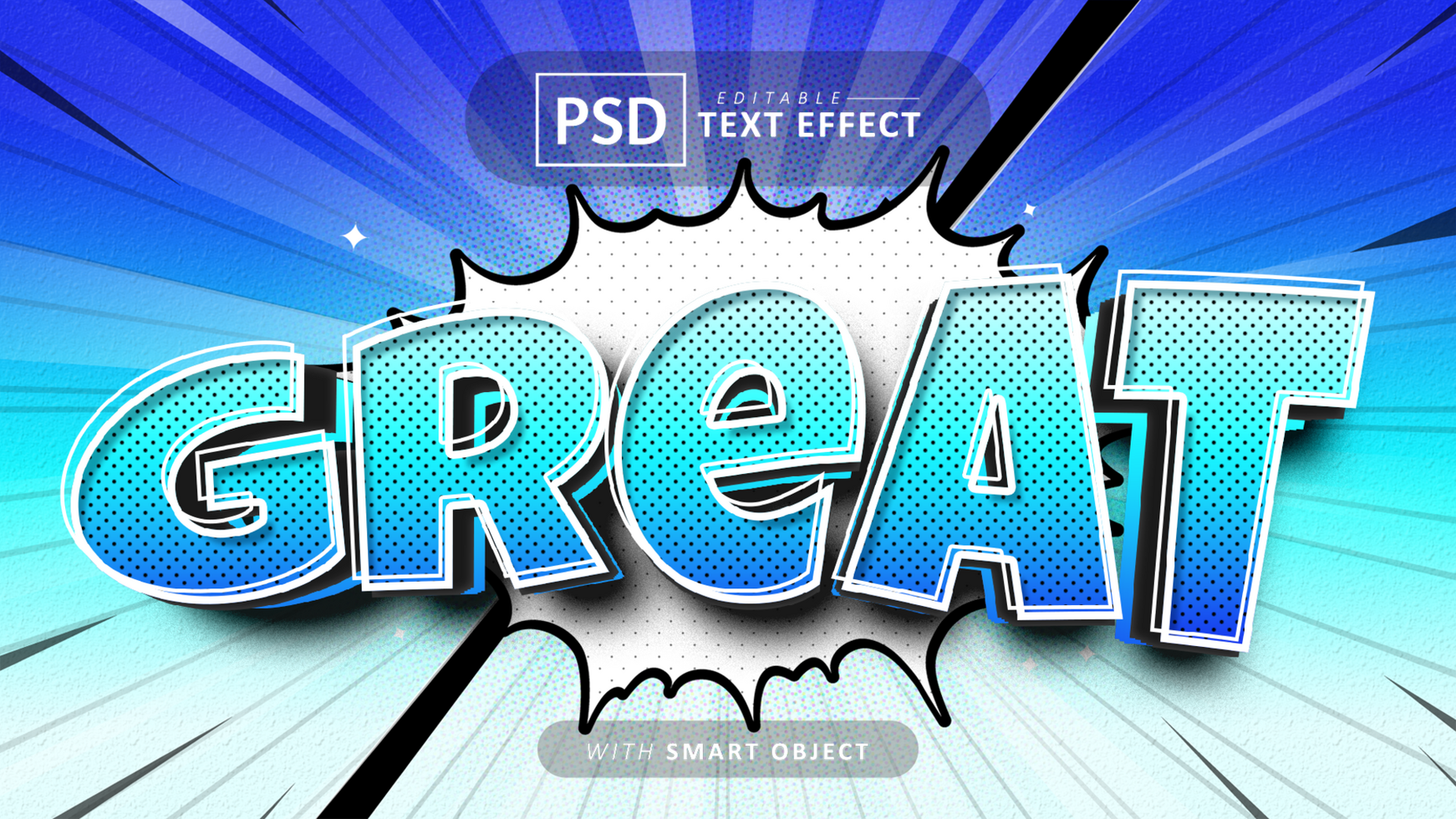 Great comic style text effect editable psd