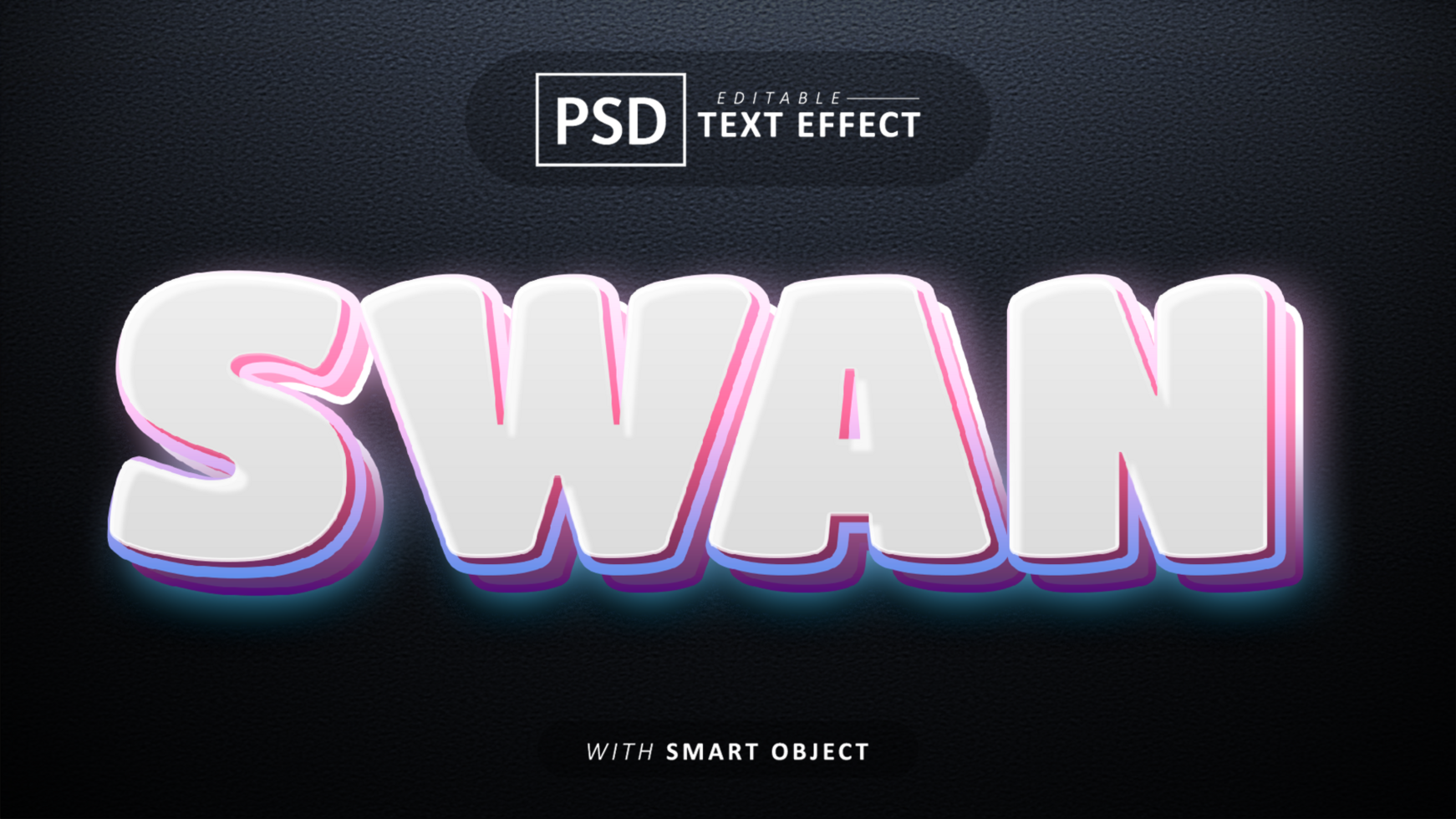 Swan 3d text effect editable psd