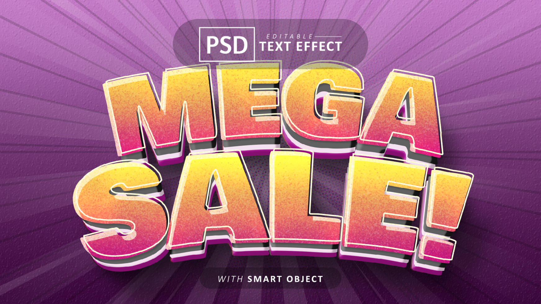 Mega sale cartoon style text effect editable psd