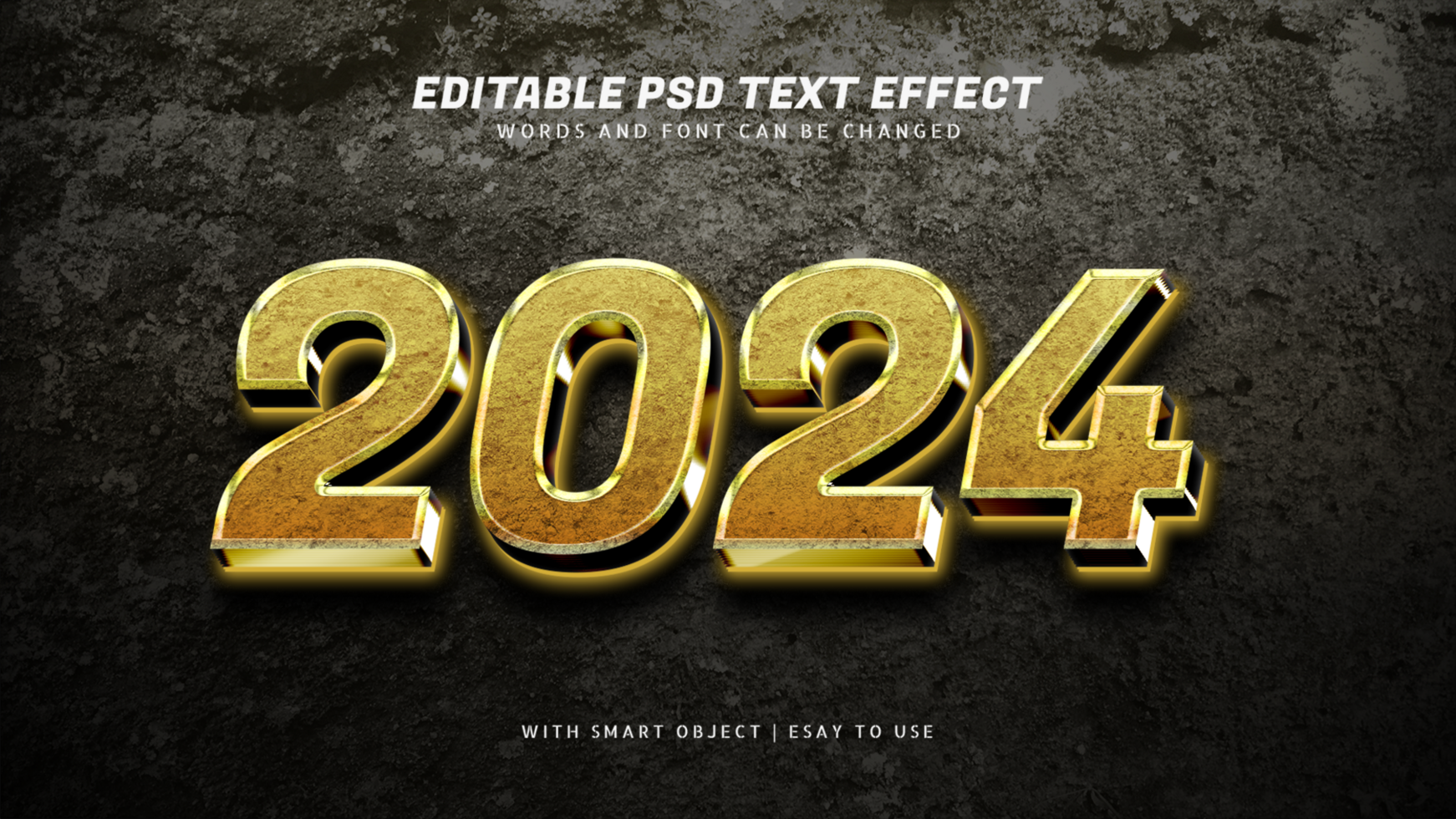 Luxurious shining 2024 3d text effect editable psd