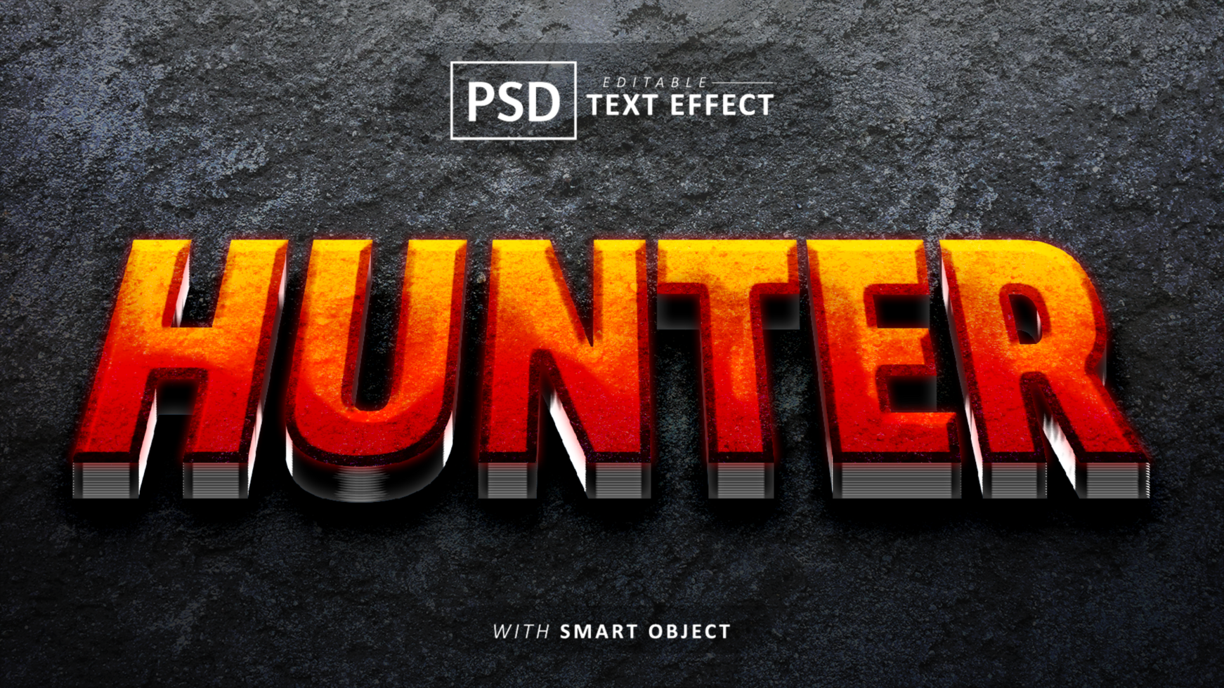 Hunter 3d text effect editable psd