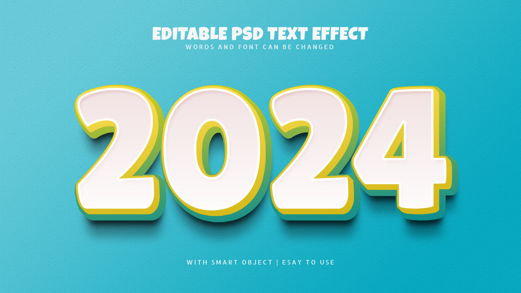 2024 cartoon style text effect editable psd