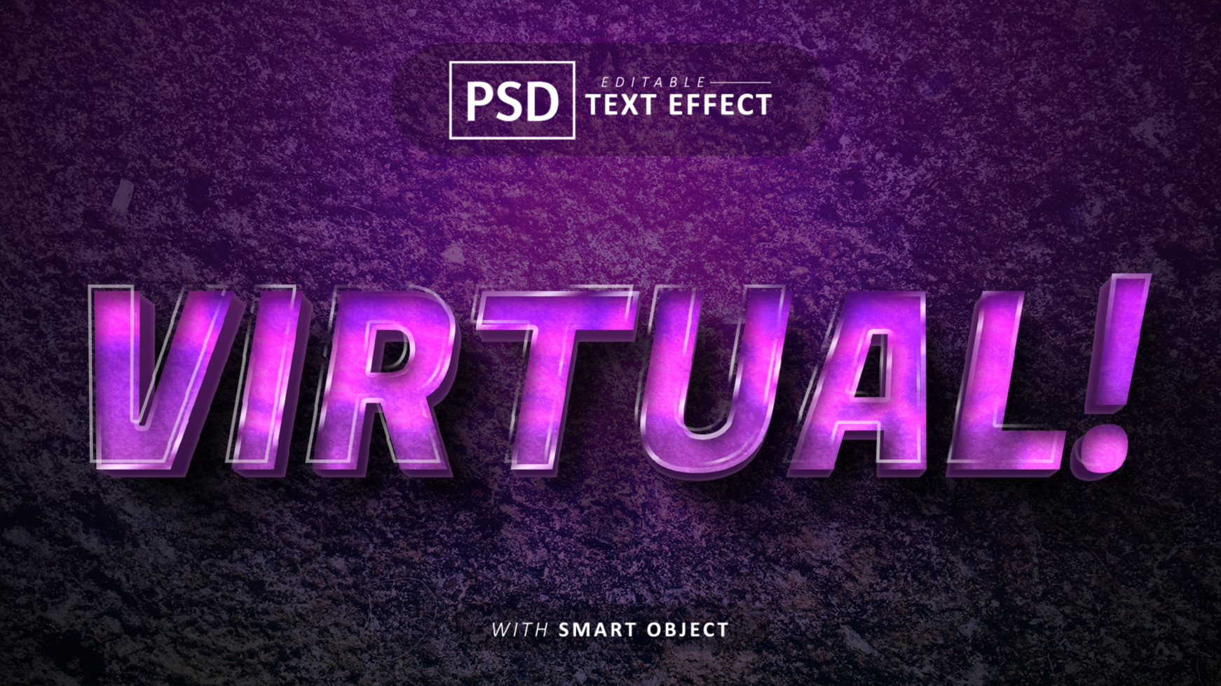 Virtual 3d text effect editable psd