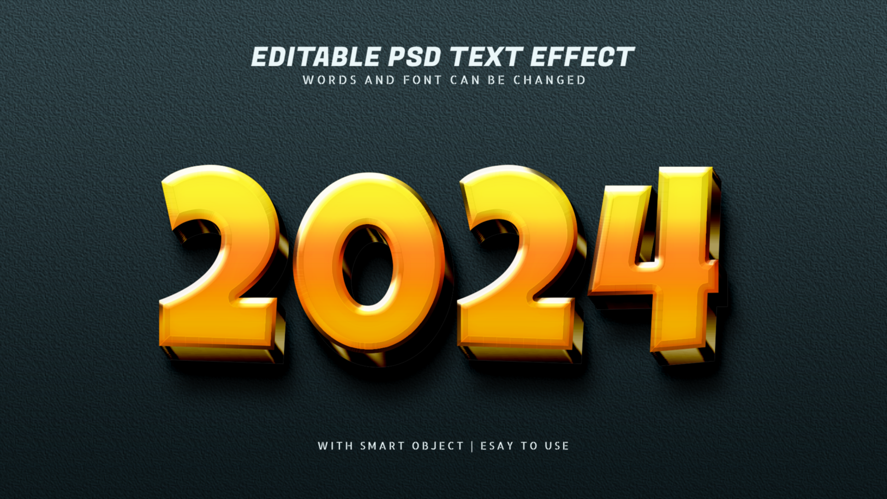 2024 3d yellow text effect editable psd