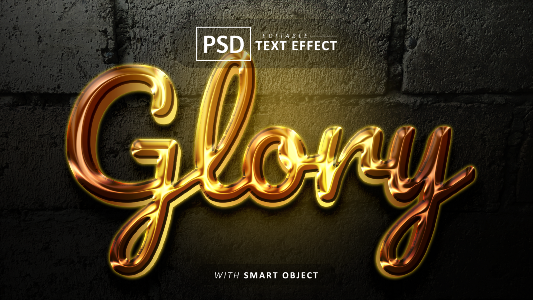 Gold glory text effect editable psd