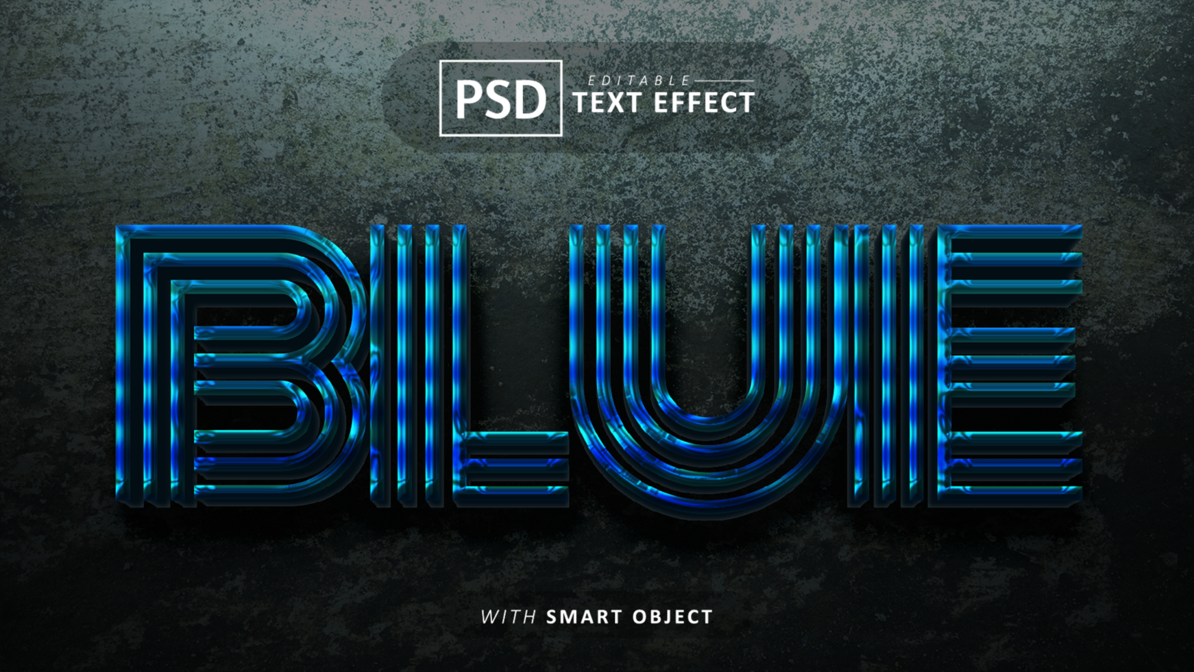 azul línea texto efecto editable psd