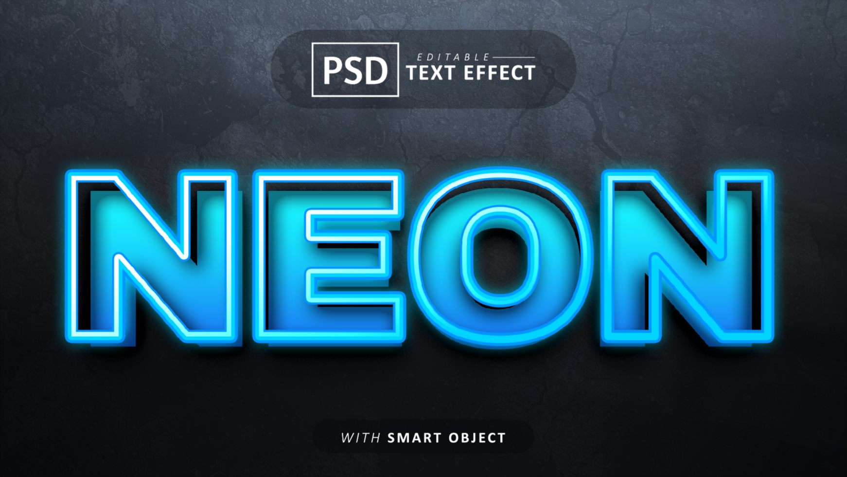 Blau Neon- Text bewirken editierbar psd