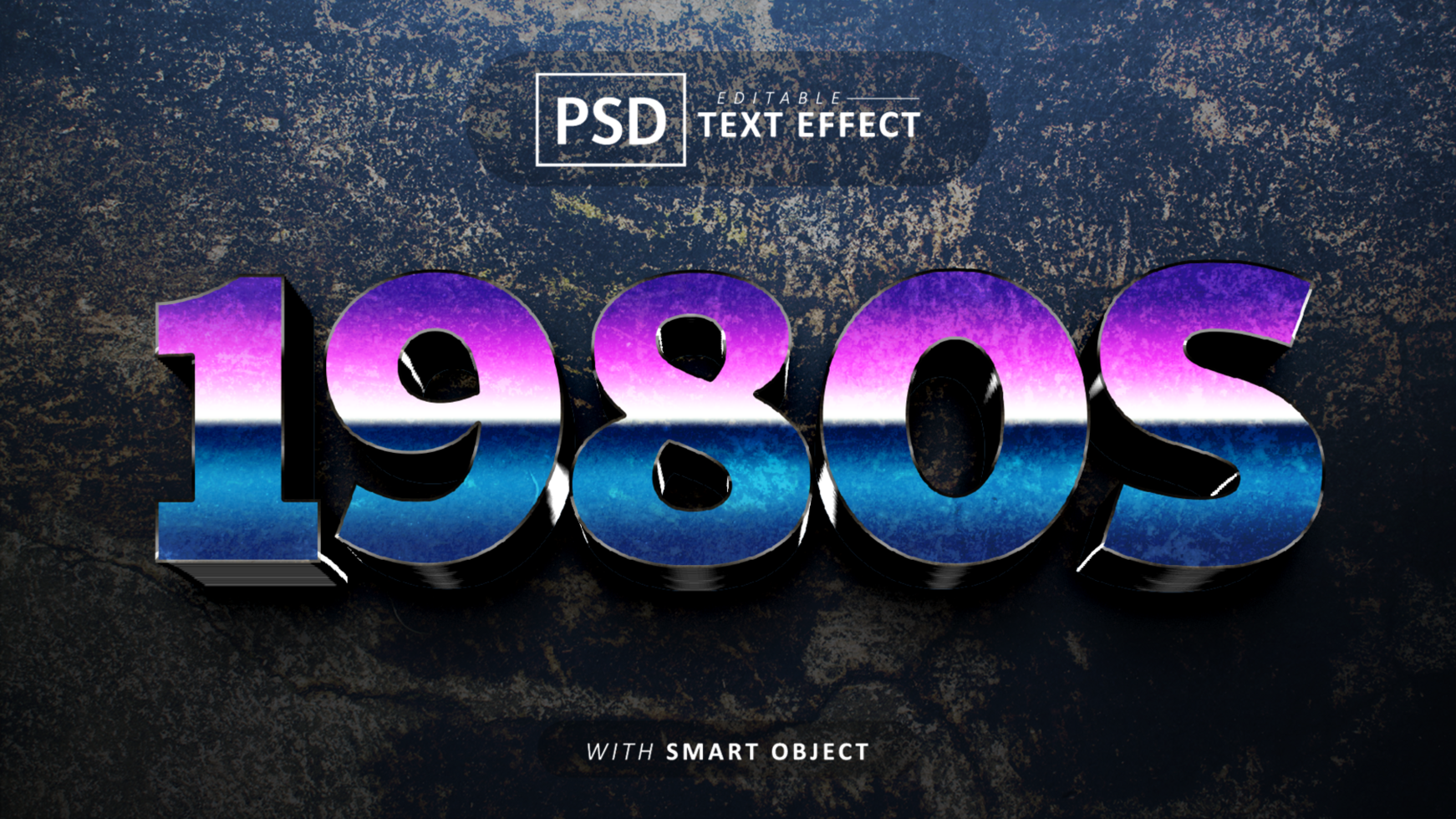 1980s retro 3d text effect editable psd