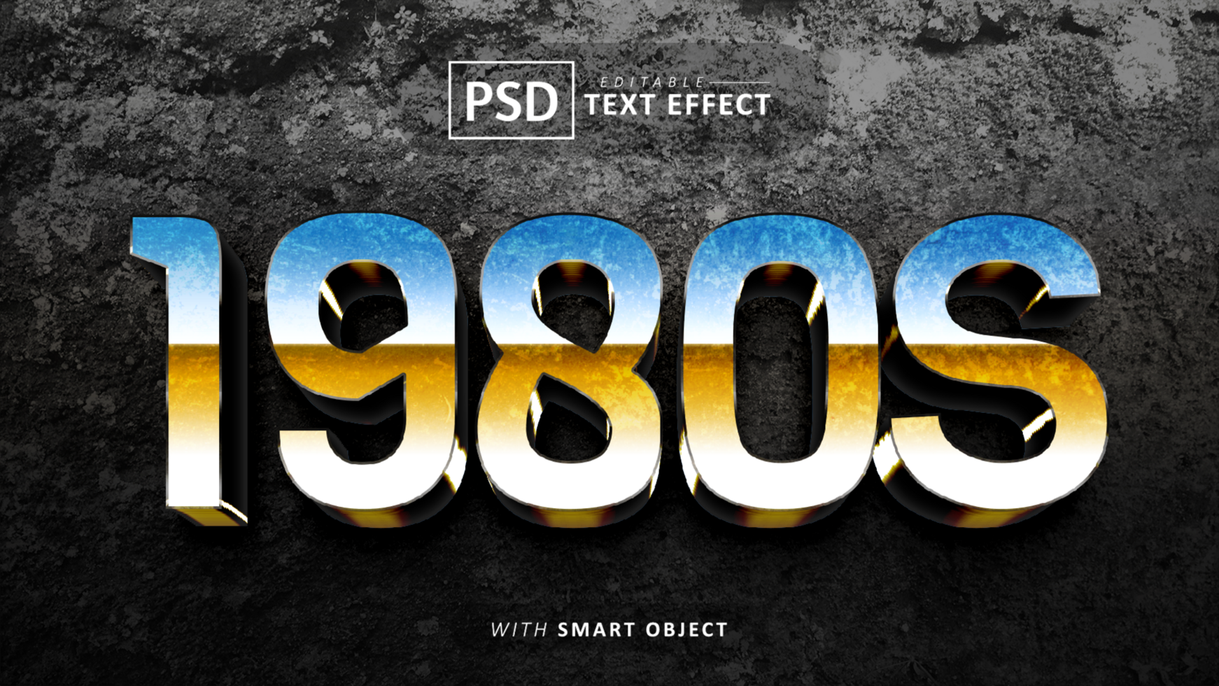 1980s retro 3d text effect editable psd