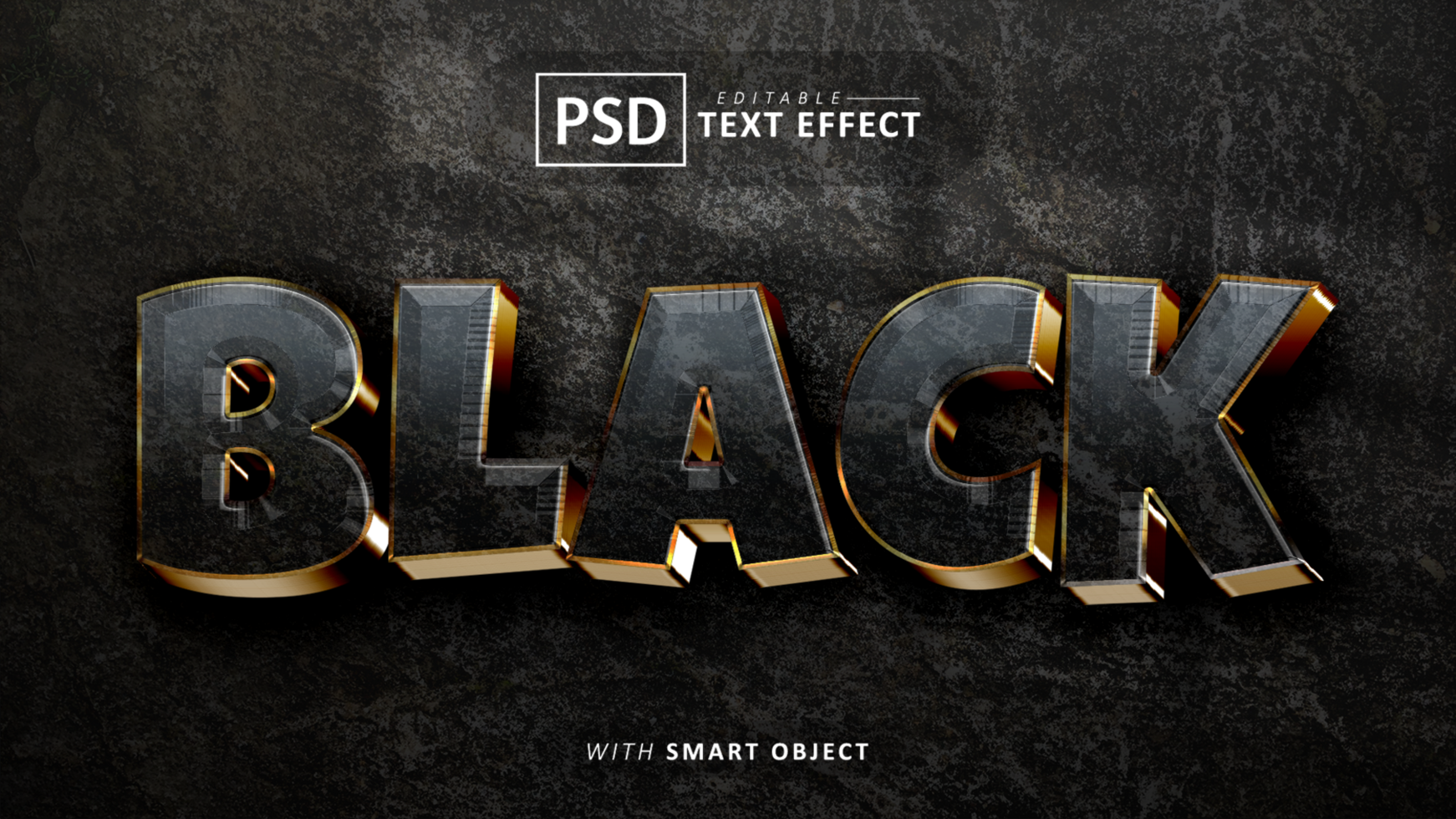 Black 3d text effect editable psd