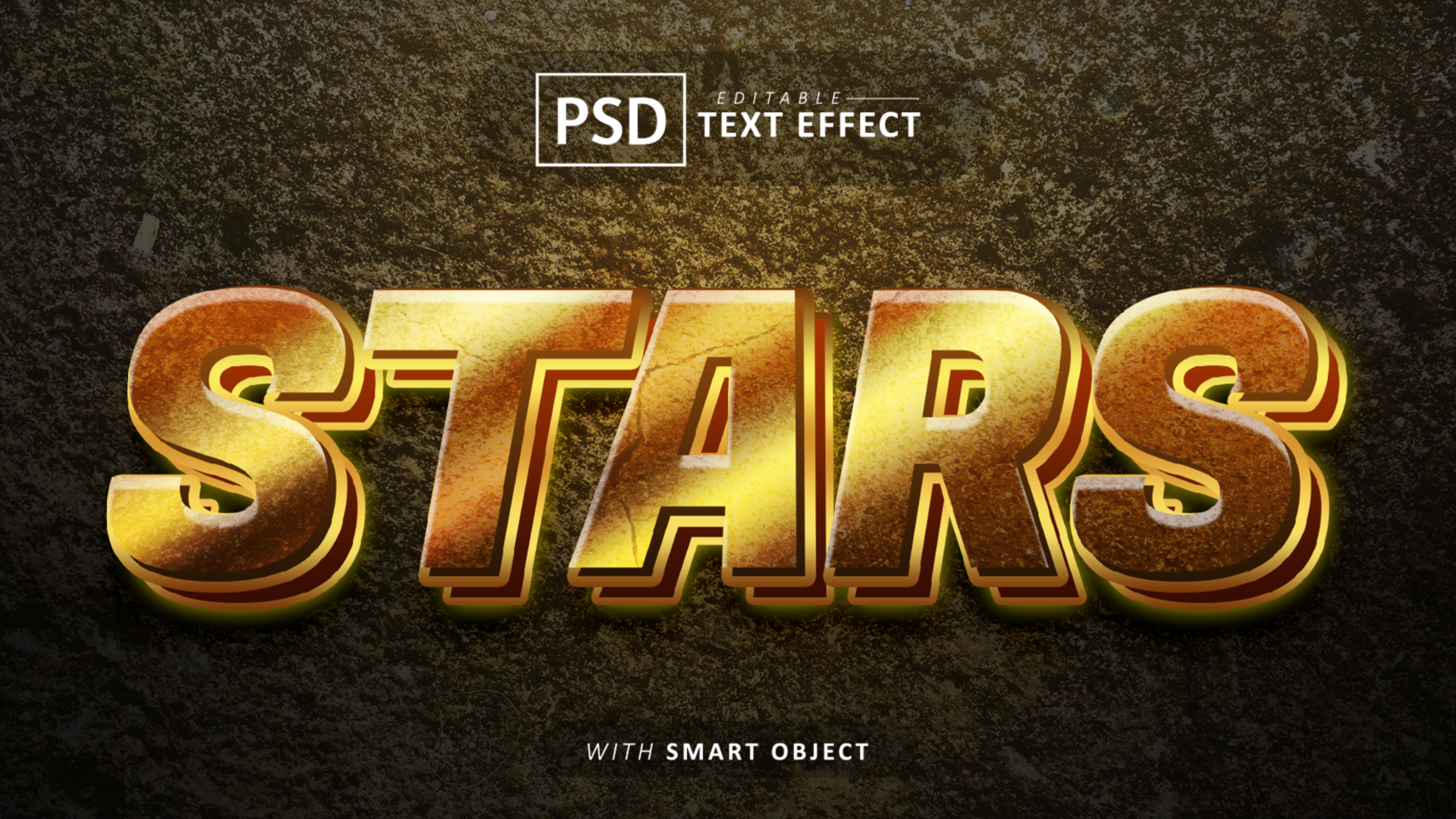 Stars 3d text effect editable psd