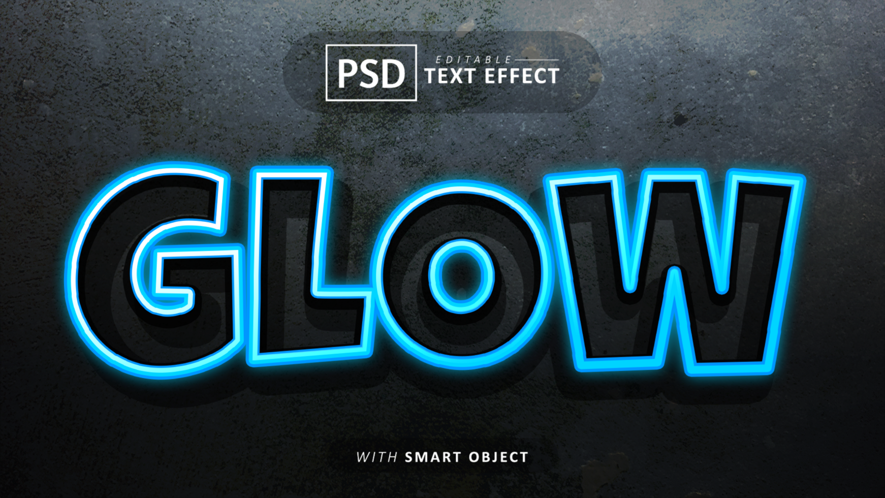 Glow neon text effect editable psd