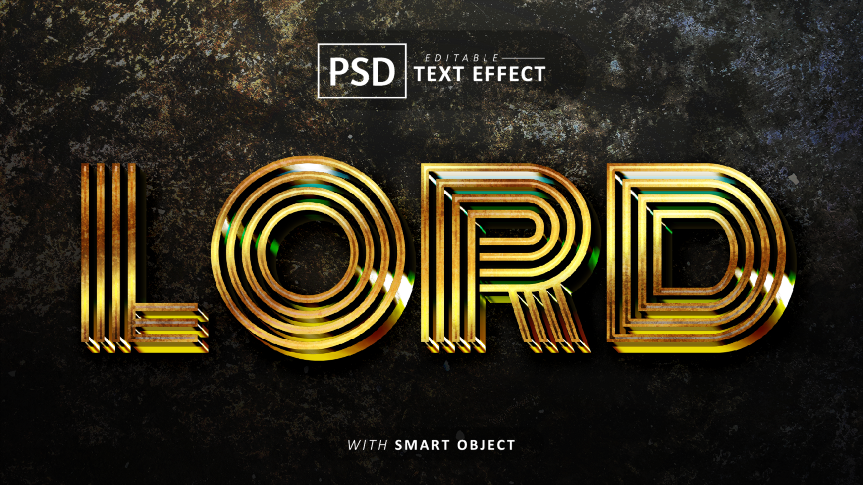 Lord gold text effect editable psd