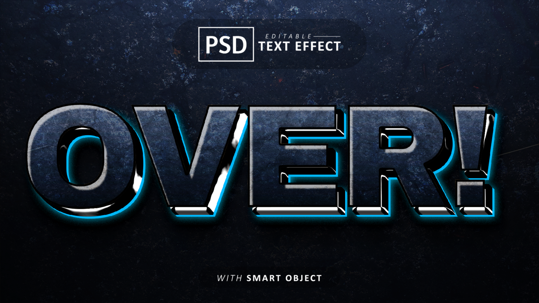 Over 3d text effect editable psd