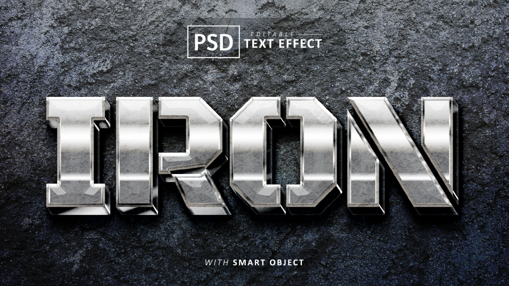 Iron 3d text effect editable psd