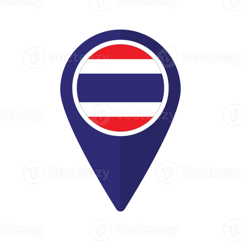 Thailand Flagge auf Karte Marker Symbol isoliert png