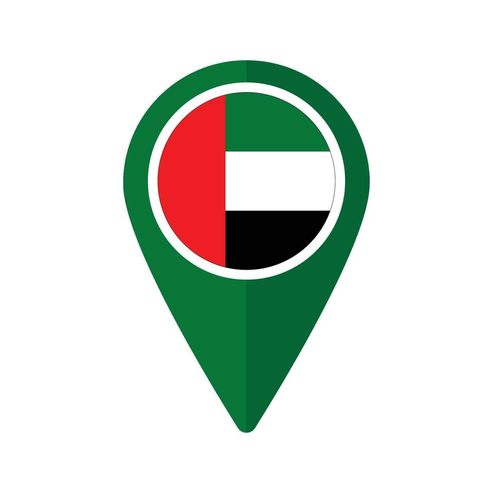 United Arab Emirates Flag on map pointer icon vector