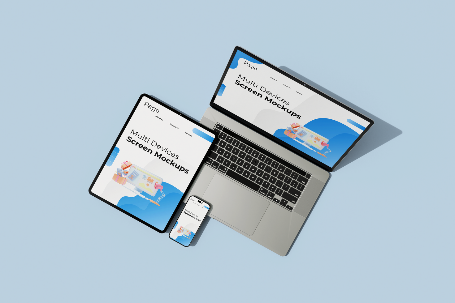 Multi devices screen mockup Top View psd