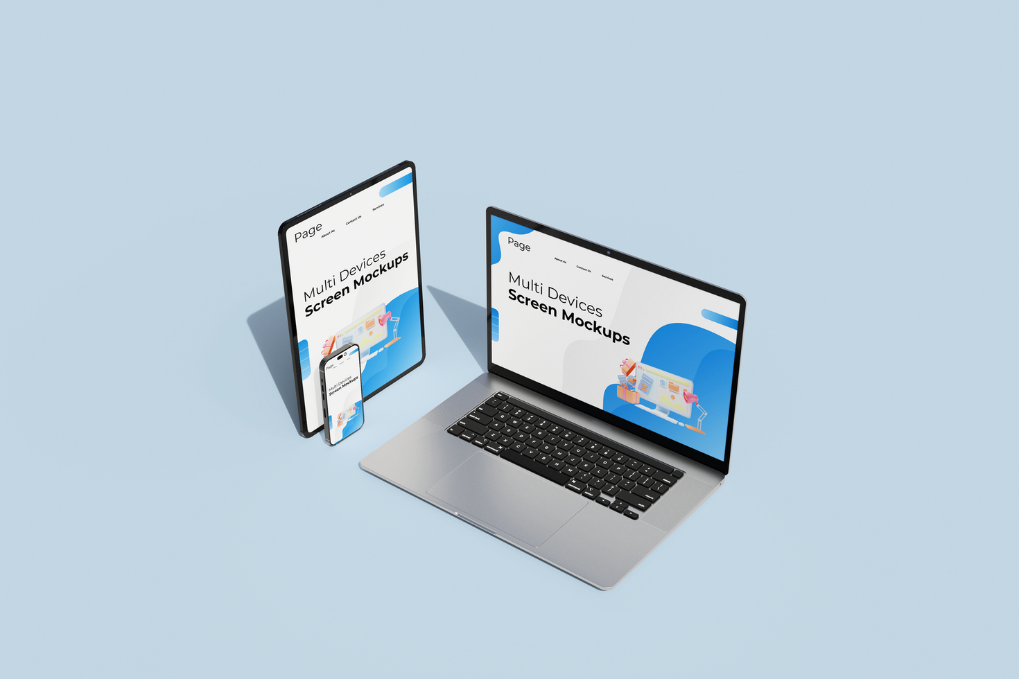 Multi devices screen mockup perspective view psd