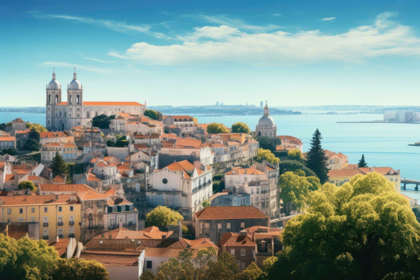 Panoramic view of the old town of Dubrovnik, Croatia, panorama of the mountains, AI Generated photo