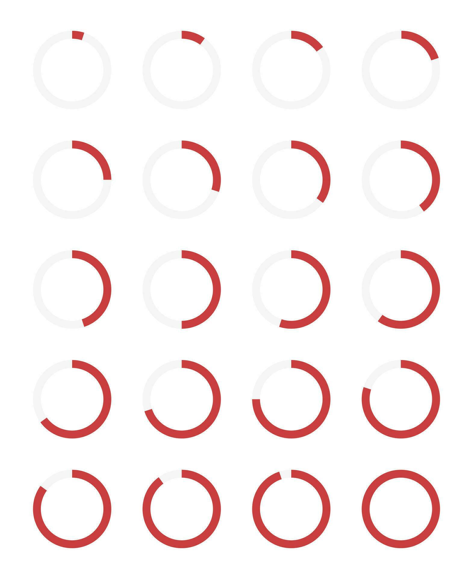 Set of circular progress loading bars. Progress waiting rings ...