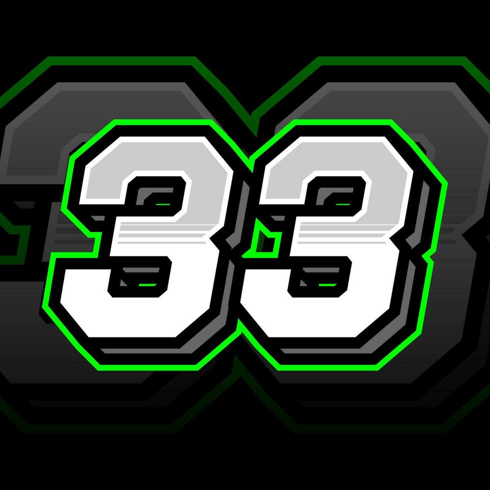 Simple And Shiny Racing Thirty Three Number Vector Clipart Decal Design