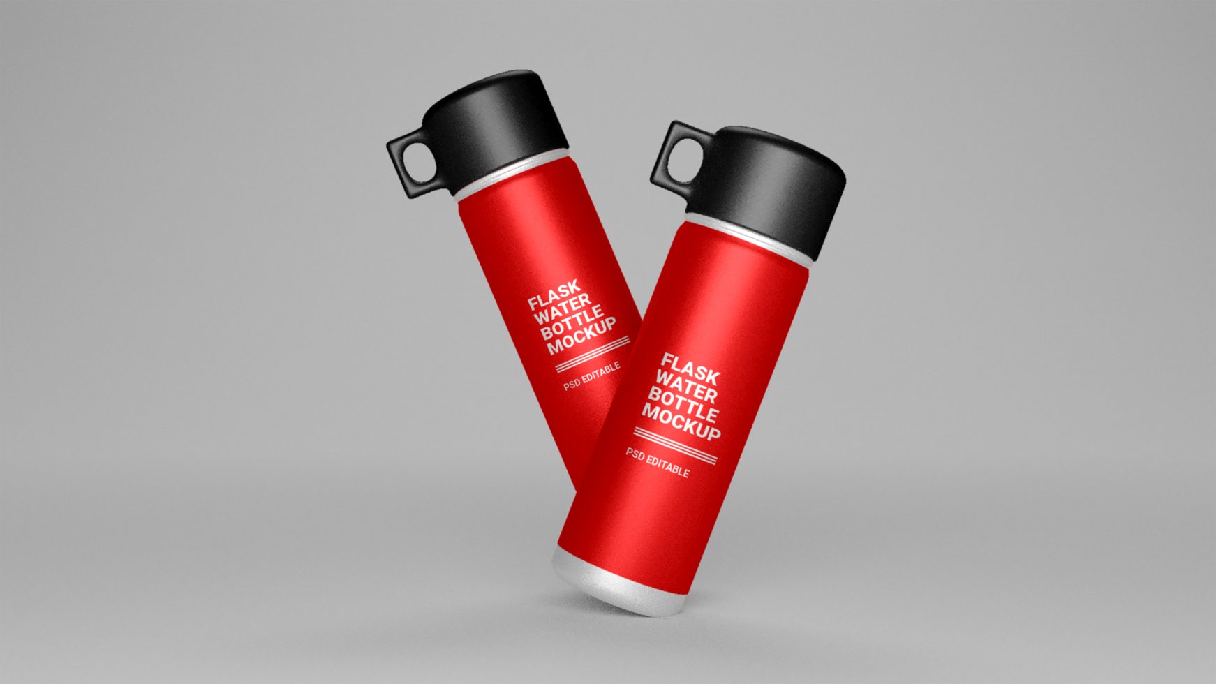 Flask water bottle mockup free psd