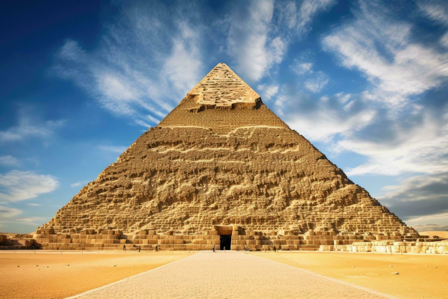 Pyramid of Khafre in Giza, Cairo, Egypt, The Great Pyramid of Khafre or Pyramid of Khafre in Giza, Egypt, AI Generated photo